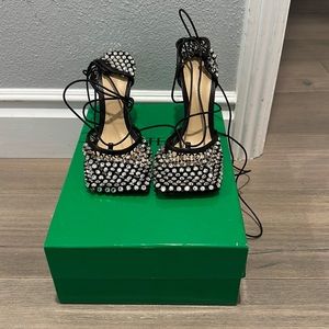 Brand new authentic crystal embellished stretch sandal